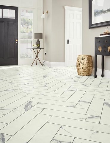 Entry Foyer Luxury Vinyl Tile Herringbone LVT -  Fairbanks CarpetsPlus in Fairbanks, AK