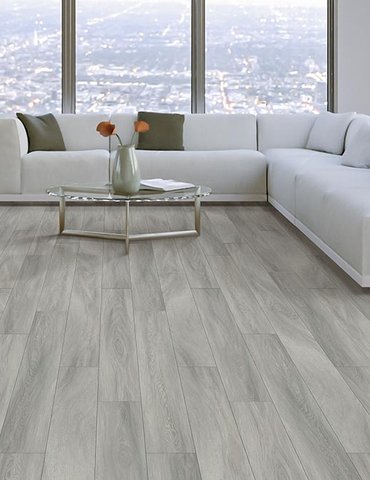 Living Room Gray Greige Luxury Vinyl Plank LVP -  Fairbanks CarpetsPlus in Fairbanks, AK